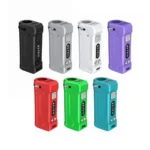 Yocan Uni Pro 2.0 510 battery with OLED screen, adjustable voltage, and magnetic adapter for cartridges.
