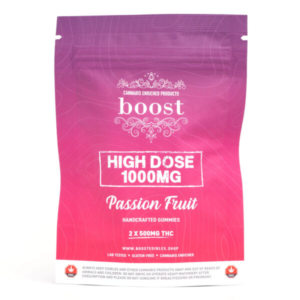 1000mg THC Passion Fruit Gummies (Boost Edibles)