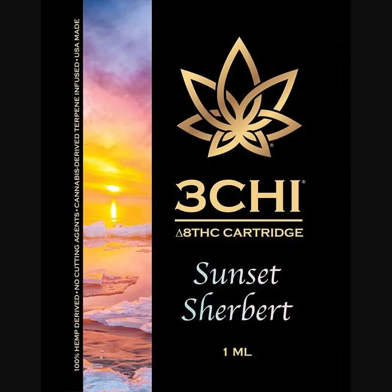 3Chi-Sunset-Sherbert-Delta-8-THC-Vape-Cartridge-with-Cannabis-Derived-Terpenes 3Chi Delta 8 THC Vape Cartridge with Cannabis Derived Terpenes – Sunset Sherbert - Image 1