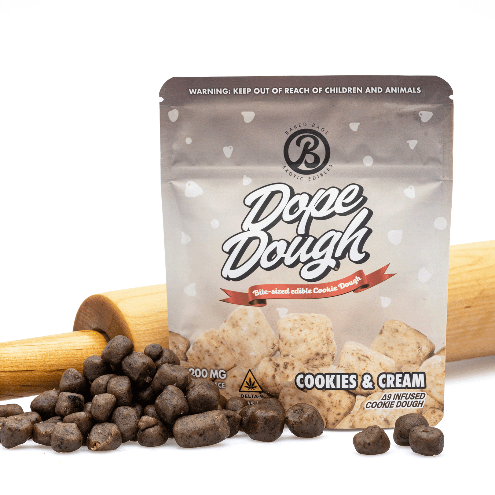 Baked-Bags-Delta-9-THC-Dope-Dough-Cookies-Cream-200-mg-Total-Delta-9-THC-Combo Baked Bags Delta 9 THC Dope Dough – Cookies & Cream (200 mg Total Delta 9 THC) - Image 1