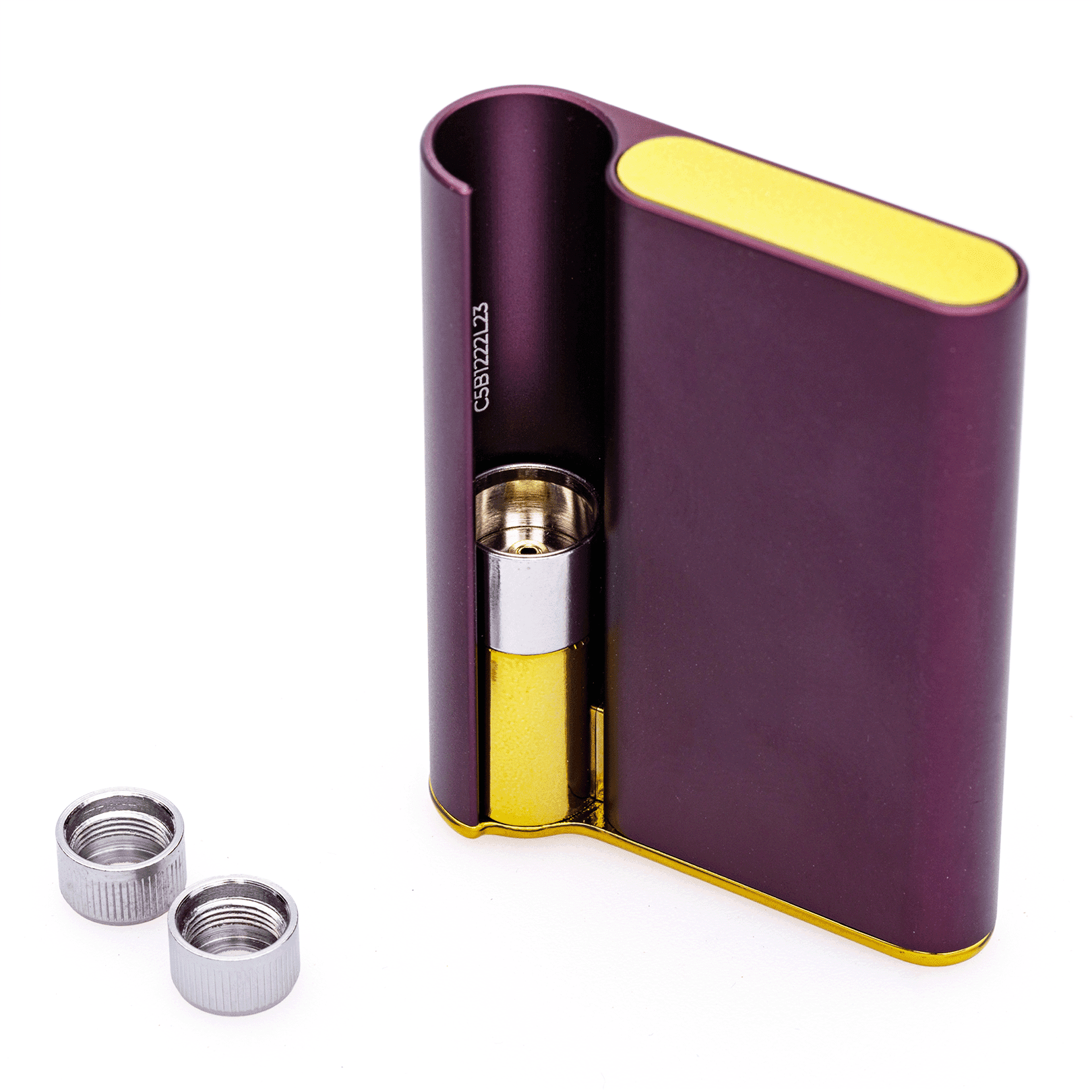 CCELL-Palm-Vape-Battery-Purple-with-Gold-Frame-Detail CCELL Palm Vape Battery – Purple with Gold Frame - Image 1