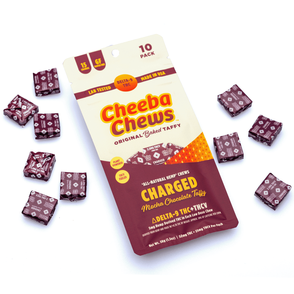 Cheeba-Chews-Delta-9-and-THCv-Mocha-Chocolate-Taffy-Charged-50-mg-Total-Cannabinoids-combo Cheeba Chews Delta 9 and THCv Mocha Chocolate Taffy – Charged (50 mg Total Cannabinoids) - Image 1