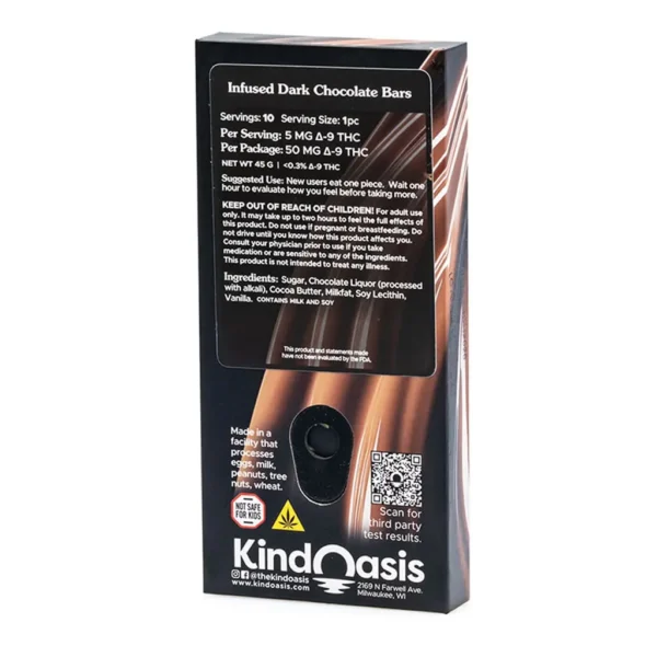 Kind Oasis Delta 9 THC Dark Chocolate Bar - Image 3