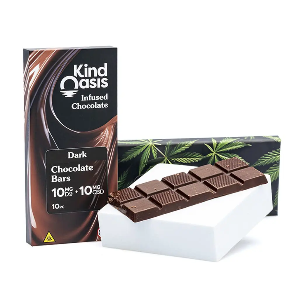 Kind-Oasis-Delta-9-THC-and-CBD-Dark-Chocolate-Bar-Combo.jpg Kind Oasis Delta 9 THC and CBD Dark Chocolate Bar - Image 1