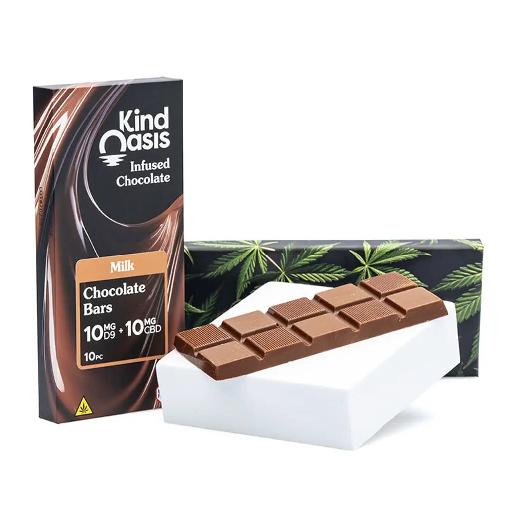 Kind-Oasis-Delta-9-THC-and-CBD-Milk-Chocolate-Bar-Combo.jpg Kind Oasis Delta 9 THC and CBD Milk Chocolate Bar - Image 1