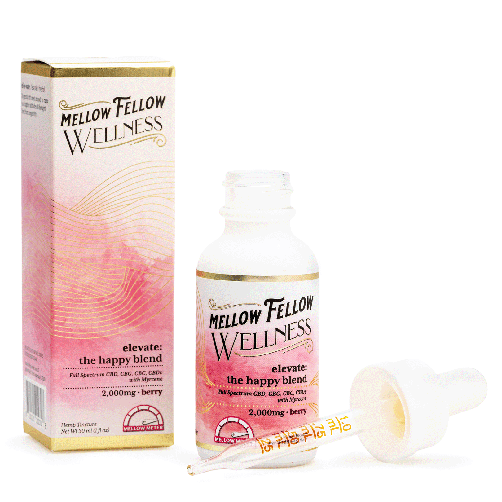 Mellow-Fellow-Wellness-Tincture-Elevate-Blend-Berry-2000-mg-Total-Cannabinoids-Combo Mellow Fellow Wellness Tincture – Happy Blend – Berry (2000 mg Total Cannabinoids) - Image 1